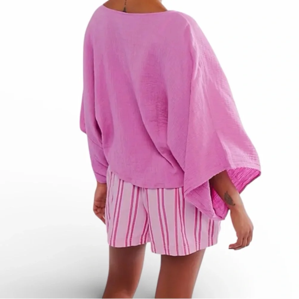 Free People Linen Twist Front Cropped Top in Orchid, Magenta OS - Picture 4 of 9